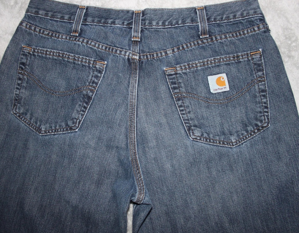 Carhartt Jeans Mens 36x32 Blue Relaxed Straight Medium Wash Denim Pockets